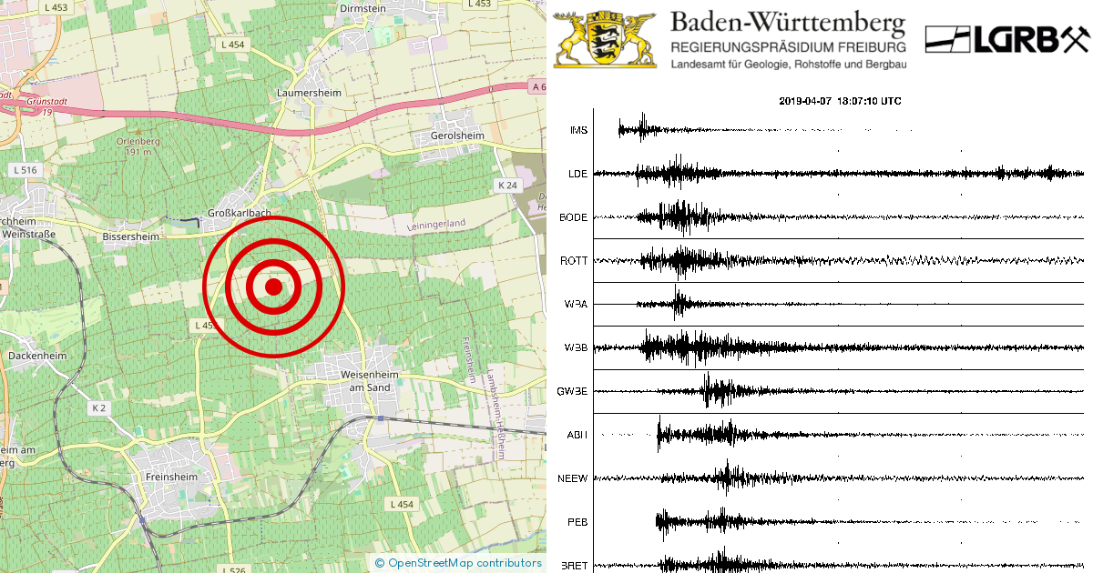 Erdbeben Bei Grosskarlbach Lkrs Bad Duerkh RP Am 07 04 2019