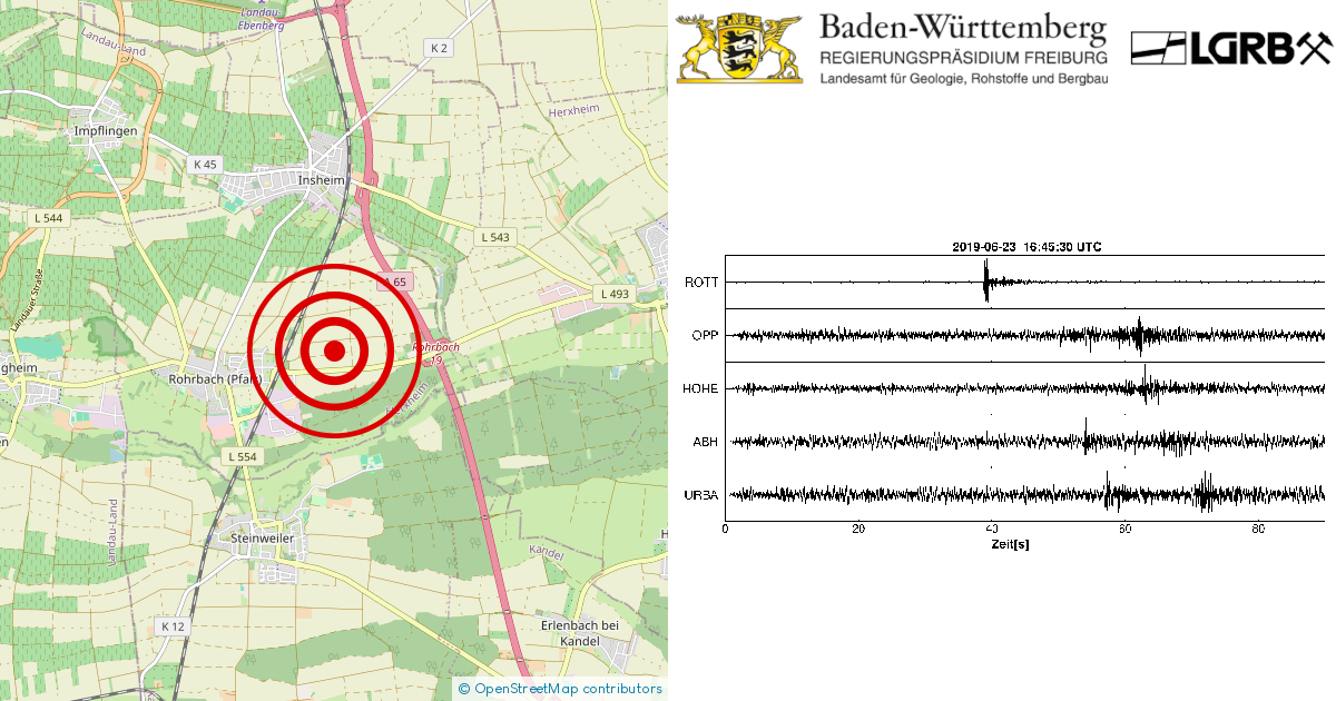 Erdbeben bei Insheim Lkrs Südliche Weinstraße RP am 23 06 2019