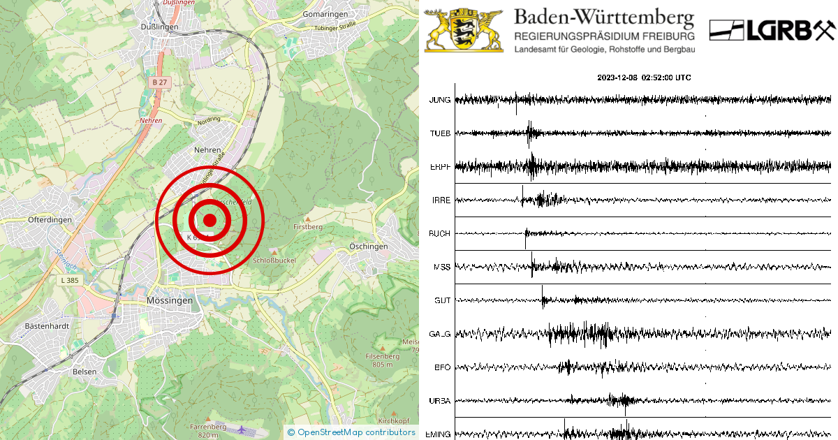 Erdbeben bei Mössingen Lkrs Tübingen BW am 08 12 2023