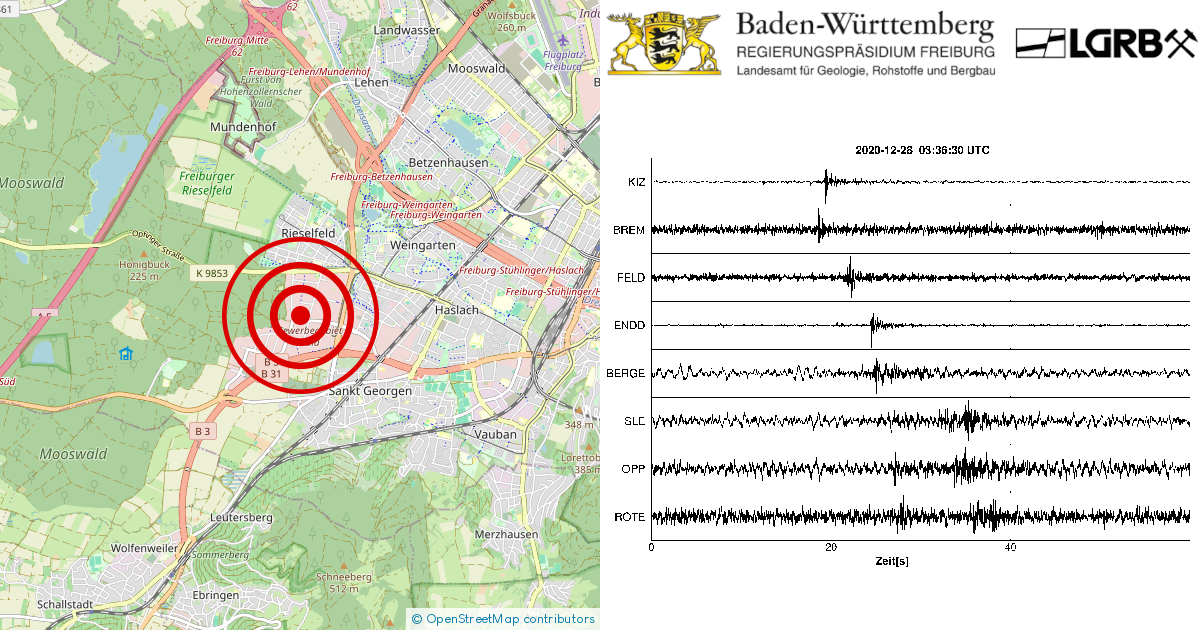 Erdbeben bei Freiburg im Breisgau, BW am 28.12.2020